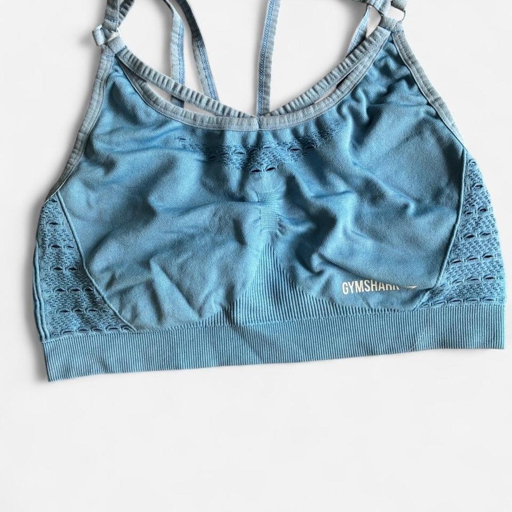 Lululemon & Gymshark sports bra bundle Dusty Blue & Teal Sports Bras Sz M - Picture 2 of 4